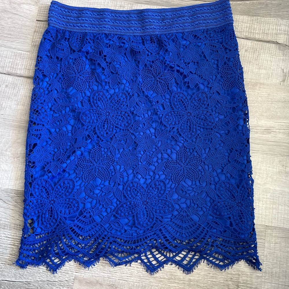 Royal blue pencil skirt.